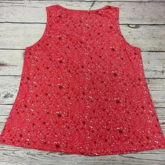 Ditsy Floral Print Red Tank Top Size 3XL (18W) Tunic Length Round Neck Stretch - Picture 3 of 6